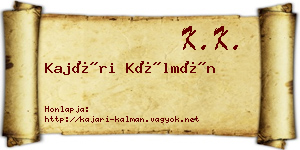 Kajári Kálmán névjegykártya