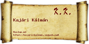 Kajári Kálmán névjegykártya